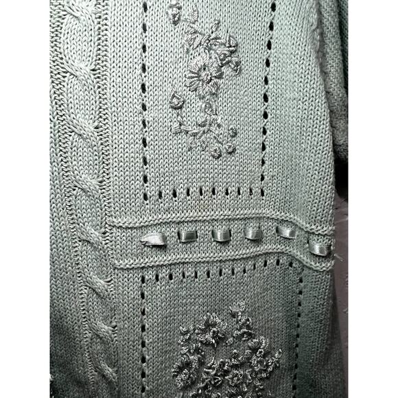 Alfred Dunner vintage embroidered button down short sleeve sweater womens large - Picture 3 of 8